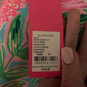 NWT Lilly Pulitzer Blue Horizon Sophia Shift Dress size 14